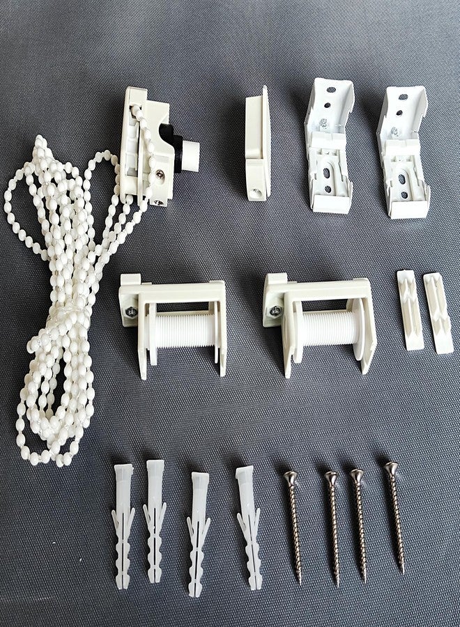 GREEN DECOR Roman Blinds Installation Kit Set, 2 Clutch Connector for 38mm Pipe with 2 Drums, 2 L Brackets, 2 End Cap, Corded Chain, 4 Screw and 4 Wall Plug - Image 1